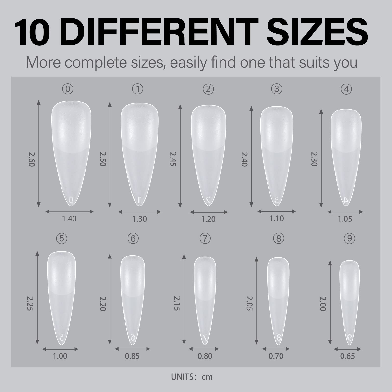 AILLSA Long Stiletto Nail Tips - Upgraded Matte Gel Full Cover Nails Tips No Filed, 240Pcs Pre-shaped Gelly Tips Acrylic Clear False Press On Soft Nail Tip for Soak Off Nail Extension 10 Sizes - Image 6