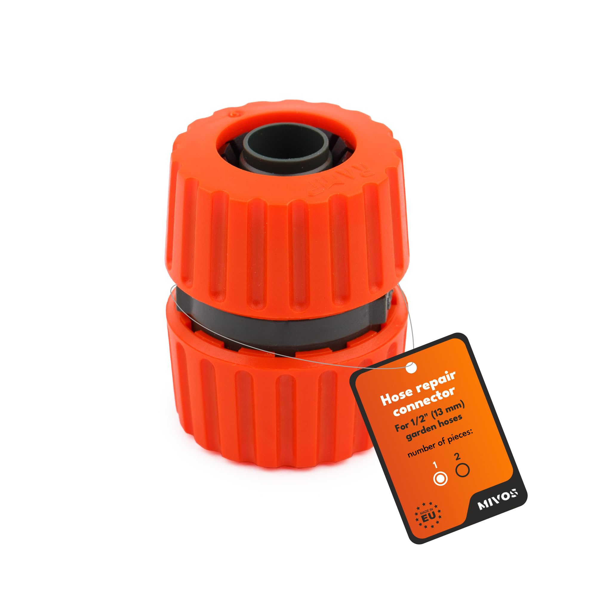 MIVOS 1/2 Inch Garden Hose Repair - Hose Connector for Connecting Water Hoses - Hose Coupling for Connecting 1/2 Inch (13 mm) Hoses - Made in EU