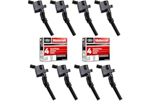 MAS Ignition Coils DG508 and Motorcraft OEM Spark Plugs SP413 Compatible with Ford F-150 Mustang V8 4.6L pack of 8