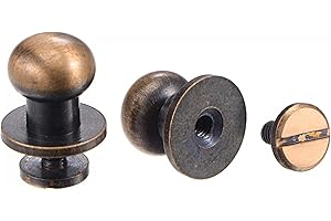 uxcell 10 Set 10mm Solid Brass Round Head Stud Screw Rivets Post Fastener for DIY Leather Craft Belt Wallet Handbag Decoratio