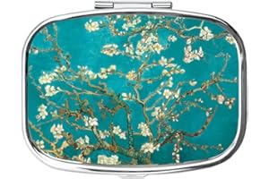 Personal Pill Organizer – 2-Compartment Portable Medicine Case with Elegant White Plum Flower Design for Easy Travel & Daily 