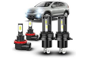 CZLXLK For Honda CRV CR-V 2002 2003 2004,2007 2008 2009 2010 2011 2012 2013 2014 Light Bulbs combo，H4 Hi-Lo Beam H11 Fog Light Bulbs,6000K White,800% Brighter Lightness,Plug and Play (Pack of 4)