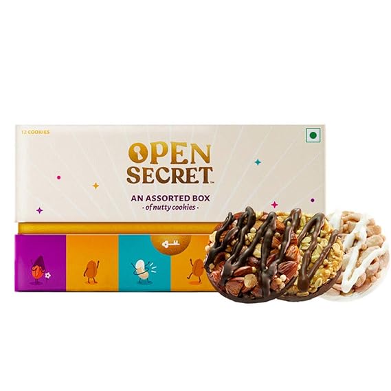Open Secret Gift Box - Healthy Chocolate Cookies with Nuts | Almond, Cashew, Peanut |No Added