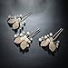 3 Pcs Gold Leaf Handmade Pearls and Clear Crystal Bridal Wedding Hair Pins Clips Head Accessories For Women Styling