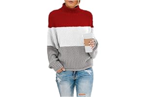 Casual Lightweight Ribbed Color Block Style Sweaters for Women, Oversized and Cute Knit Crewneck Pullovers 2025 Fall