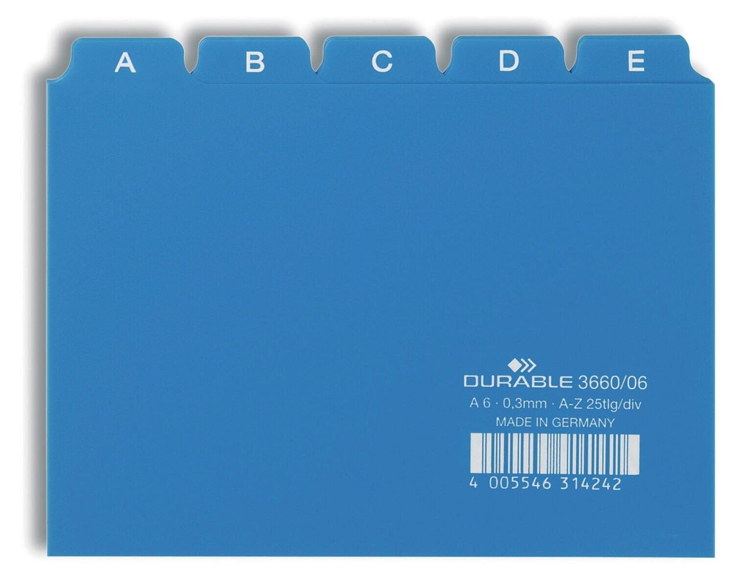 Durable A6 Index Card Set | Includes Printed A-Z Tabs | Blue | Made of Strong PVC | Perfect for Organising Documents | Pack of 1