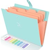 Forvencer Accordion File Organizer, 5 Pocket Expanding File Folder, Letter | Cute File Folder with Labels, Portable File Organizer for School Office Supplies, Folders for Documents, Jade