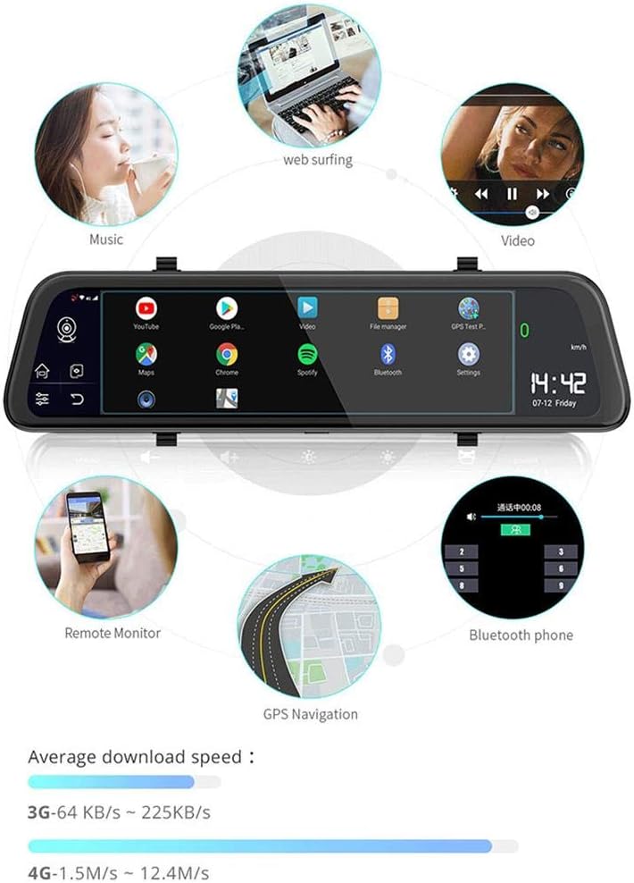 niyin204 4G Android 8.1 9.66 Inch Dash Cam ADAS WIFI Dual Video Recording 1080P GPS Navigation Driving Recorder ROM16G cosy