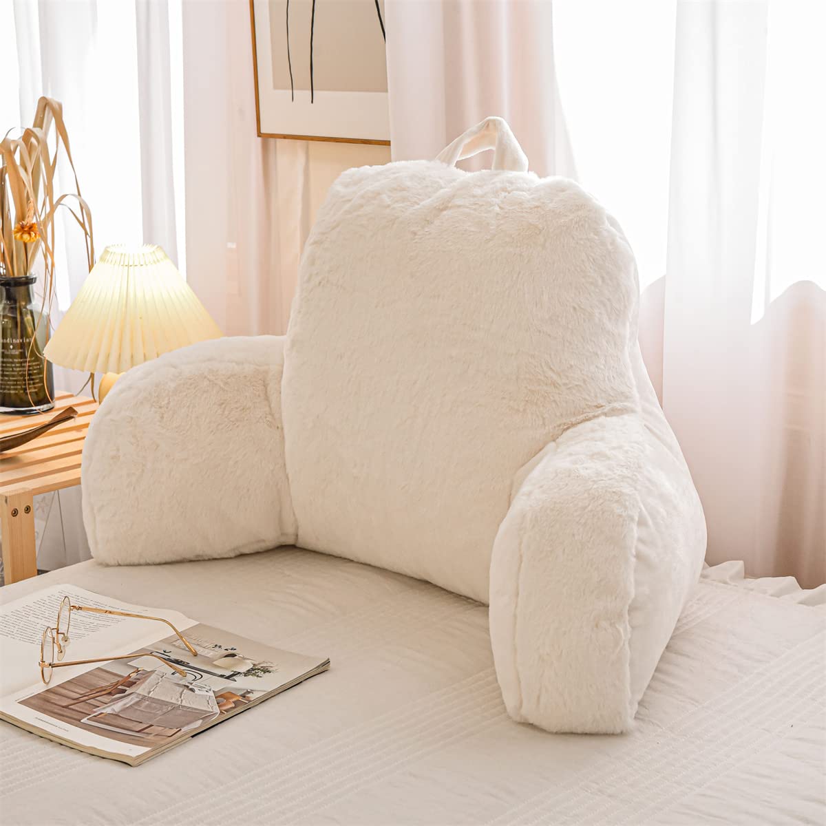 NTBED Reading Pillow Faux Fur Bed Wedge Backrest