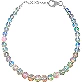 QNAVIC Natural Gemstone Beads Bangle Bracelet, Handmade Jewelry, Healing Crystals, Birthstone, Birthday Gift for Women, 925 Sterling Silver Jewelry 8 inch