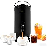 Insulated Beverage Dispenser, 3.2 Gal/12L Stainless Steel Thermal Drink Server with Spigot & Temp Display, Suitable for Catering Coffee & Hot tea,Cold