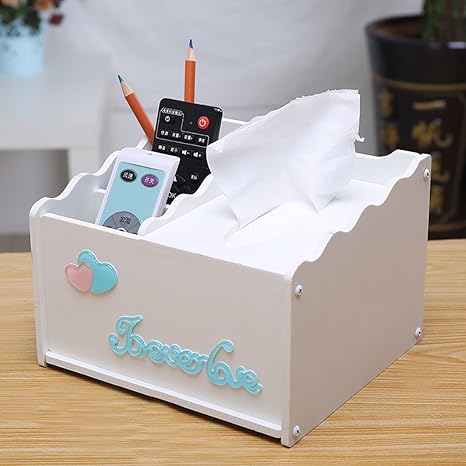 Amazon Memory ティッシュボックス 卓上小物入れ 収納ボックス 小物トレー Diy ホワイトーブルー ティッシュケース ホルダー オンライン通販