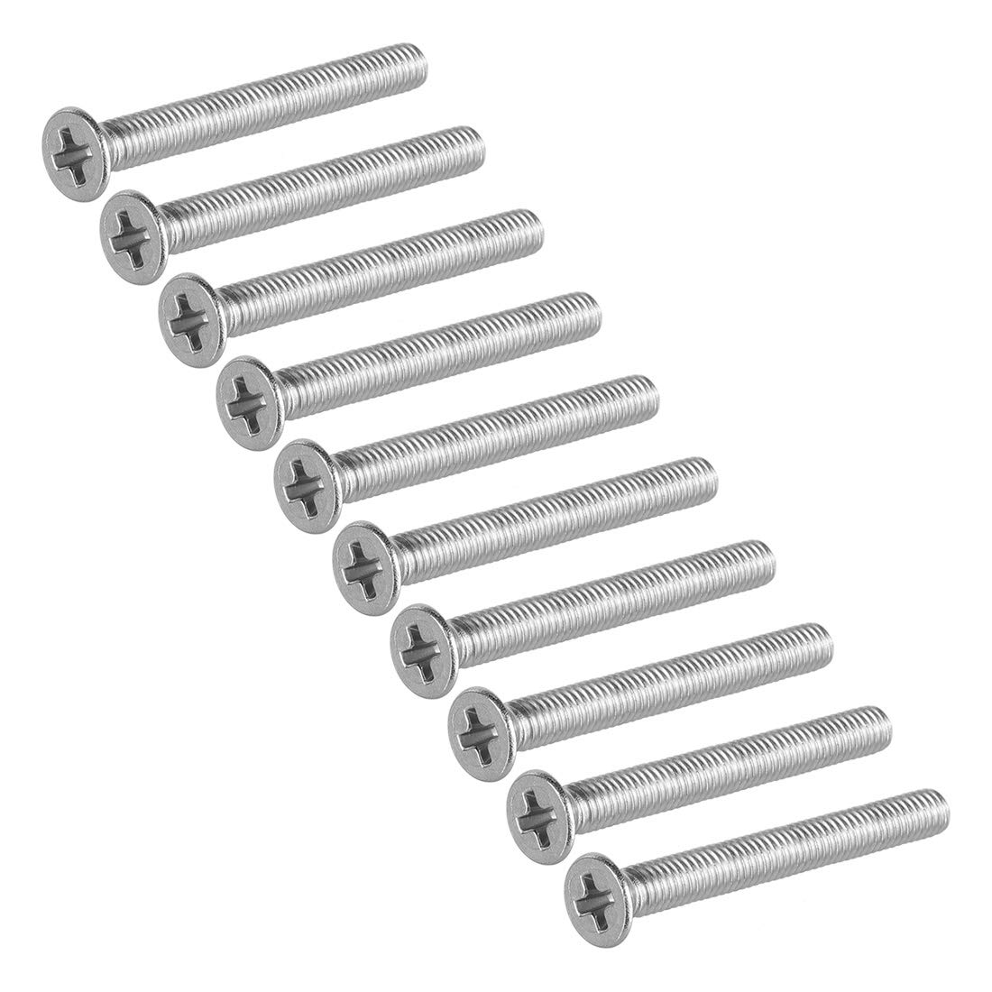sourcing map M3x25mm Flat Head Machine Screws, Phillips Cross Screw, 304 Stainless Steel, Fasteners Bolts 100Pcs