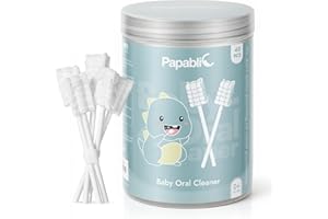 Papablic Baby Tongue Cleaner, Soft Baby Gum Mouth Oral Disposable Cleaner with Paper Handle for Infants Ages 0-2 Years, 40 Pa