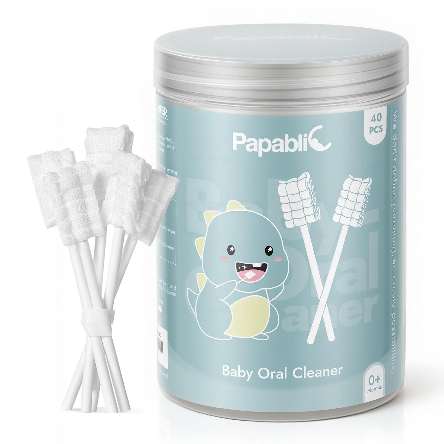 Papablic 40-Pack Baby Tongue Cleaner, Upgrade Gum Cleaner with Paper Handle for Babies and Infants Ages 0-2 Years