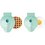 Dash DMSW002AQ Mini Maker, 2-Pack Griddle + Waffle Iron, 2 pack, Aqua