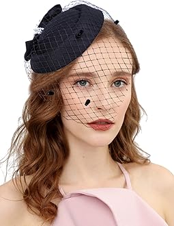 Fascinators Hats 20s 50s Hat Pillbox Hat Cocktail Tea Party Headwear with Veil for Girls and Women