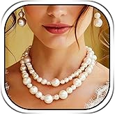 JAKAWIN Pearl Jewelry Set Gold Wedding Necklace and Earrings Set for Women