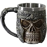 Otartu 13oz Skull Coffee Mug Viking Skull Beer Mugs Stainless Steel Liner Gift for Men Father's Day Gifts