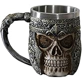 OTARTU 13oz Skull Coffee Mug Viking Skull Beer Mugs Stainless Steel Liner Gift for Men Father's Day Gifts