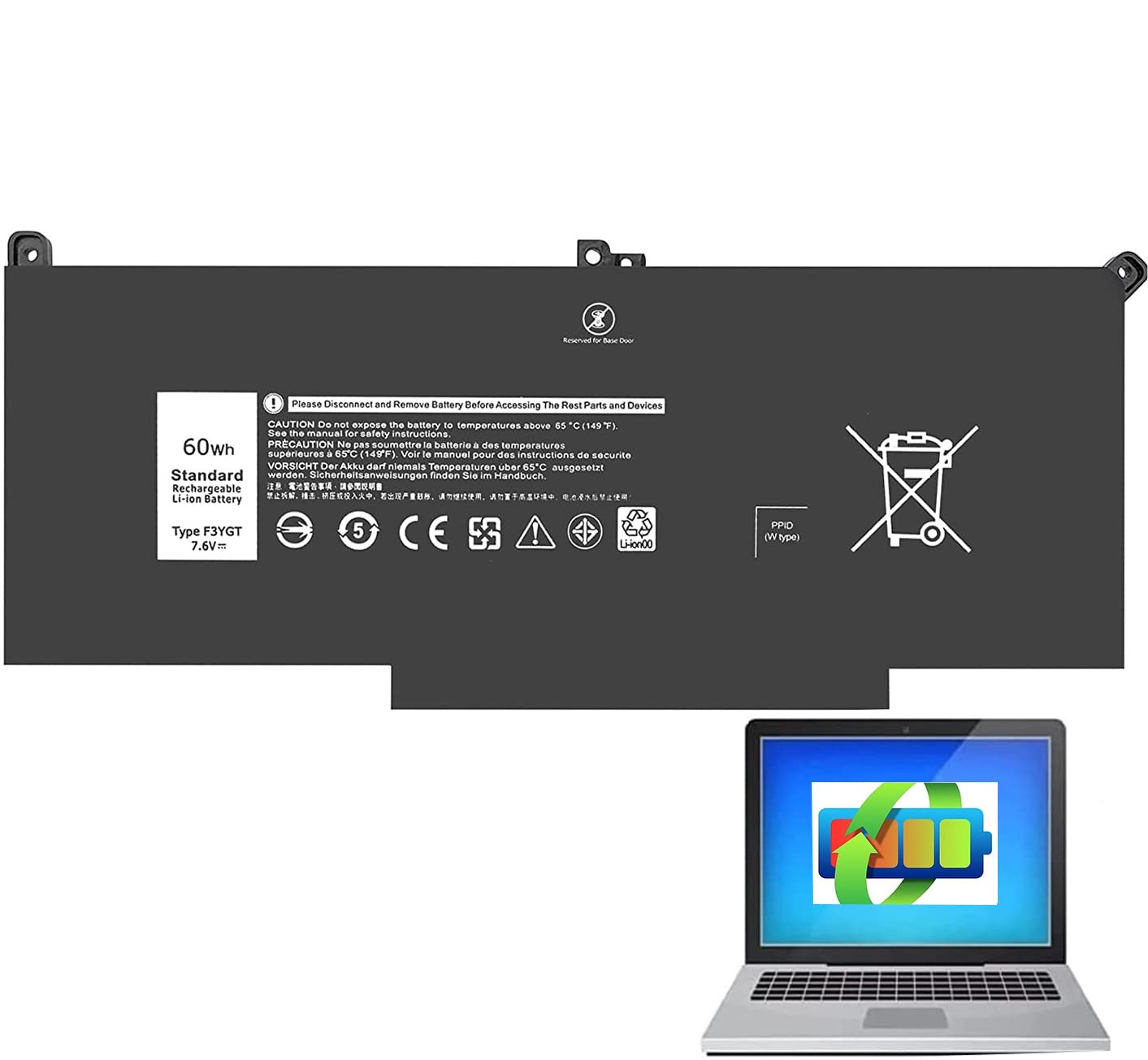 F3YGT 7480 DM3WC Battery for Dell Latitude 7480 7390 7280 7290 7380 7490 E7280 E7480 E7490 12 13 14 7000 Series P73G P73G002 P29S002 ODM3WC DM6WC 2X39G KG7VF 451-BBYE 453-BBCF f3ygt 14 Months Warrant
