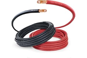TEMCO INDUSTRIAL TEMCo 4/0 Gauge AWG 10 Ft Black + 10 Ft Red Flexible Pure Copper Made in USA Welding Cable Battery Wire - Heavy Duty Solar, Inverter, Car, RV, Truck