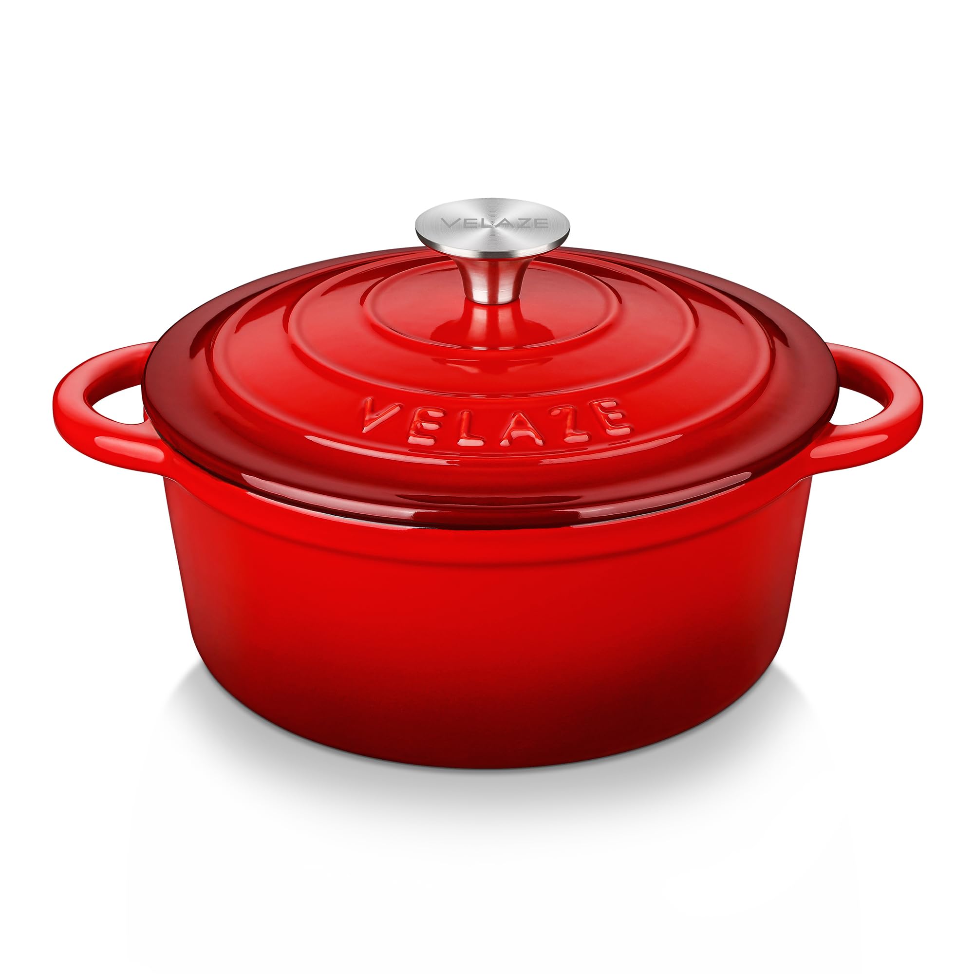Velaze Casserole Dishes, Dutch Oven, Non Stick Enamel Coating, Good Sealing, Lightweight, for All Heat Source, Pot's Body Cast Iron Soup Pot 2.5 L(Red)
