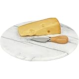 mDesign Modern Marble Round Pastry Board, Cutting Board, Serving Tray - for Food, Tea, Coffee, Breakfast, Snacks, Cheese, App