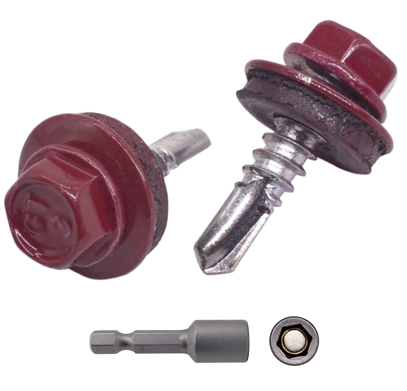 (Pack of 25 pcs) Metal Roofing Screws, 4.8 x 19 mm Self-Drilling Screws With EPDM Washers, Painted Hex Washer Head, Sheet Metal Screw (25, RAL 3005)