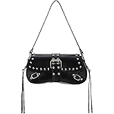 Oweisong Women Y2K Purse Vintage Studded Saddle Bag Punk Goth Rivet Top Handle Bag for Ladies