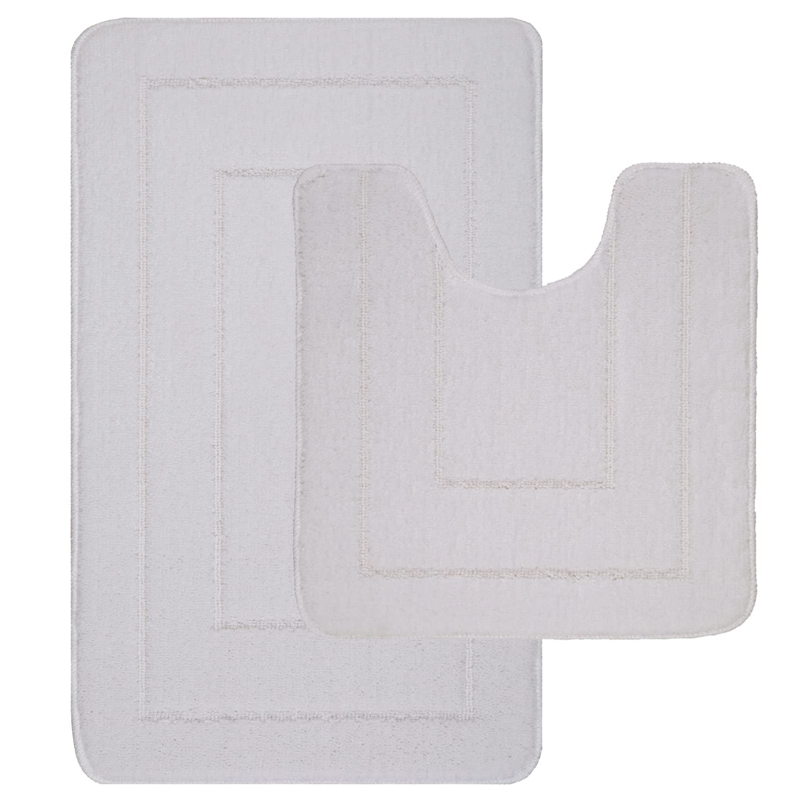 Lifestyle comfort ltd LSC Non Slip Bath Mat 2 Piece Ichra Extra Soft Water Absorbent Bathroom Mats 100% Polypropylene Pedestal Bath Rug Shower Bath Mat Bathroom Rug for Toilet (WHITE)