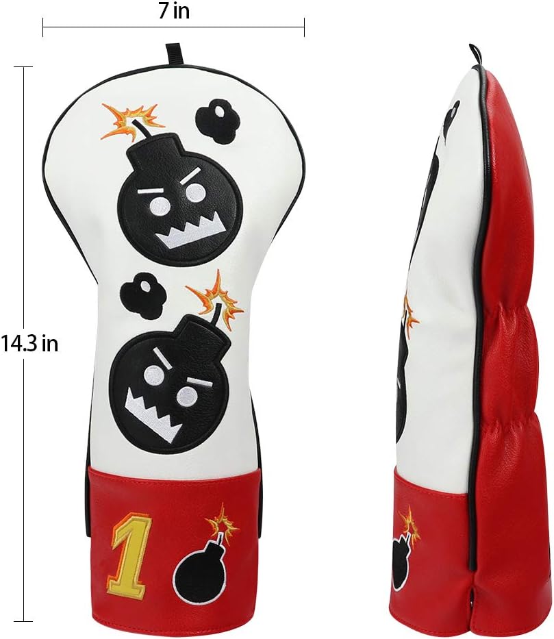 Craftsman Golf Red & White Big Bomb Golf Club Driver Headcover Fairway Wood Hybrid Rescue PU Leather Head Covers (Driver Cover #1) : Sports & Outdoors