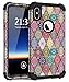 Hocase iPhone Xs Max Case, Shockproof Heavy Duty Protection Hard Plastic Cover+Silicone Rubber Case Hybrid Dual Layer Protective Phone Case for iPhone Xs Max 6.5-inch 2018 - Mandala Flowers/Black