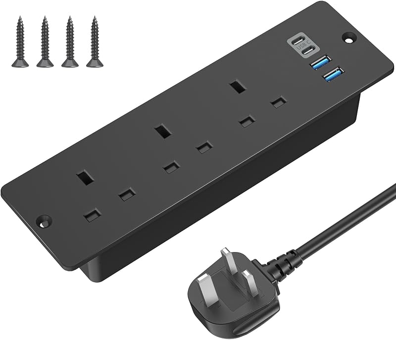 ANVODE Recessed Desk Power Socket with USB C 2 USB A 2 USB C 2m Lead