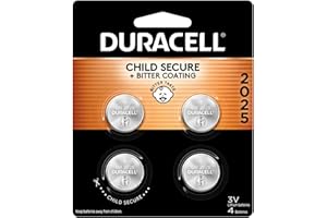 Duracell 2025 Lithium Battery, 4 Count (Pack of 1) Child Safety Features, Lithium Coin Battery for Key Fob, Car Remote, and other devices, CR2025 3 Volt (3V) Cell