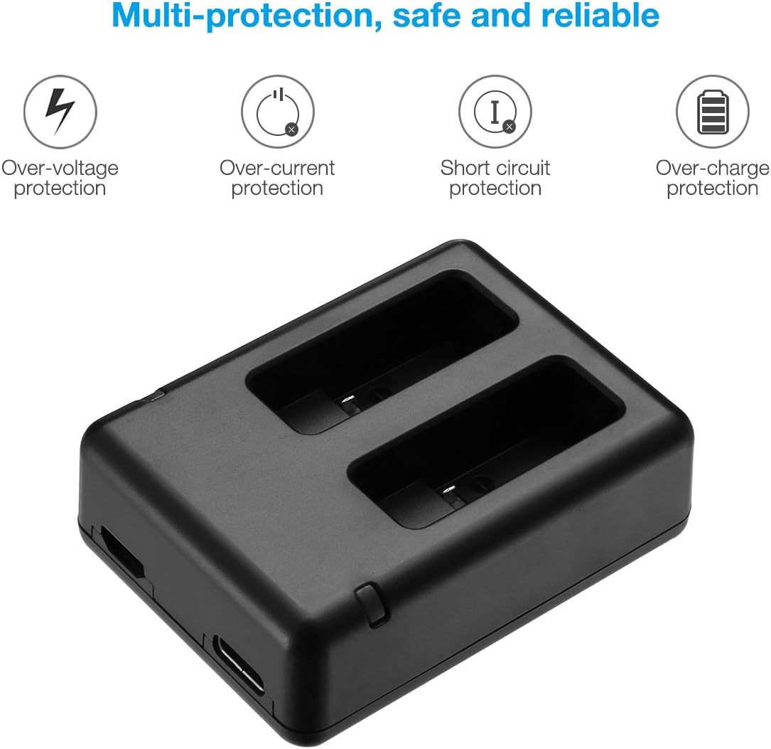 Powerextra Dual Battery Charger with Micro USB Cable for GoPro HERO8 Black GoPro HERO7 Black GoPro HERO6 Black GoPro HERO5, HERO5 Black GoPro Hero 2018 : Electronics