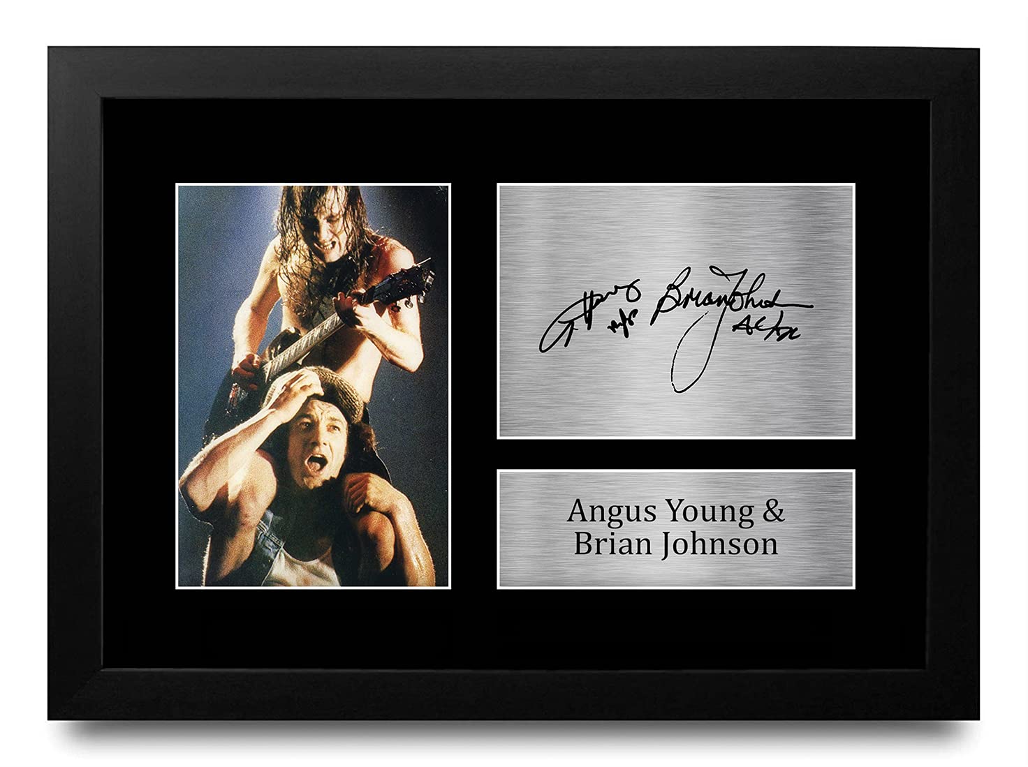HWC Trading Angus Young & Brian Johnson Gift Signed FRAMED A4 Printed Autograph ACDC Gifts Photo Display — image 1