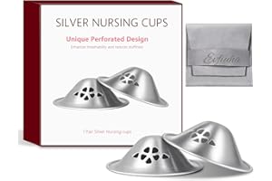 EVFIUHA Silver Nursing Cups,Original Perforated Breathable Design,Silverette Nursing Cups,Silver Nipple Covers Breastfeeding,Nipple Shields for Breastfeeding Newborn-2025NEW (Regular)