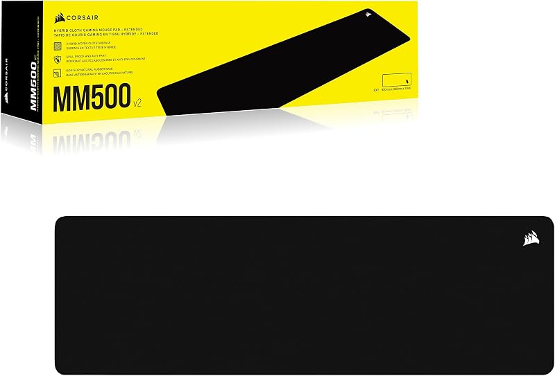 MM500 v2 Erweitertes Hybrid-Stoff-Mauspad – 93cm x 30cm – Schwarz