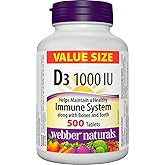 Webber Naturals Vitamin D3 1000 IU, 500 Tablets, For Healthy Bones, Teeth, and the Maintenance of Good Health