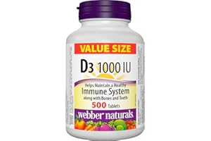 Webber Naturals Vitamin D3 1000 IU, 500 Tablets, For Healthy Bones, Teeth, and the Maintenance of Good Health