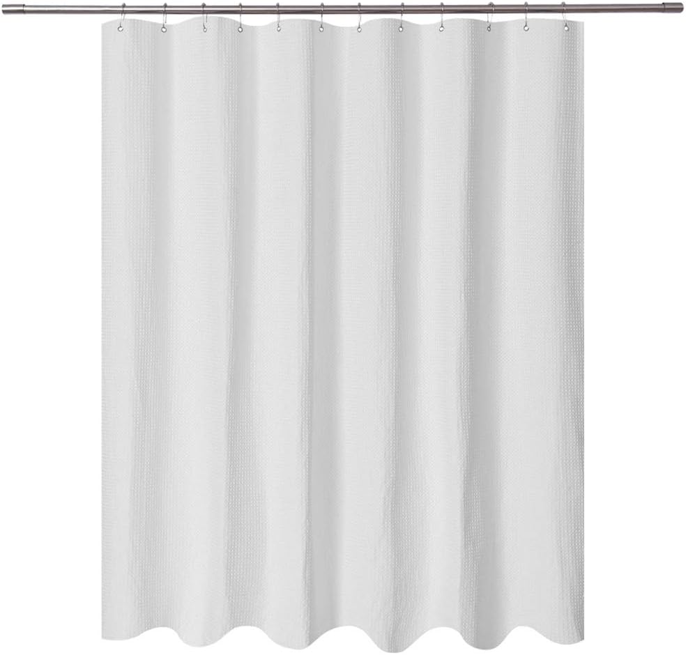Short Shower Curtain with 66 inch Length Fabric, Waffle