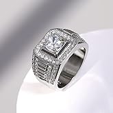 Metmejiao Moissanite Engagement Rings Men's Wedding Band 925 Sterling Silver 14K /White Gold Plated Promise Ring for Men Gold Diamond Ring Iced Out Anniversary Jewelry Gifts 7