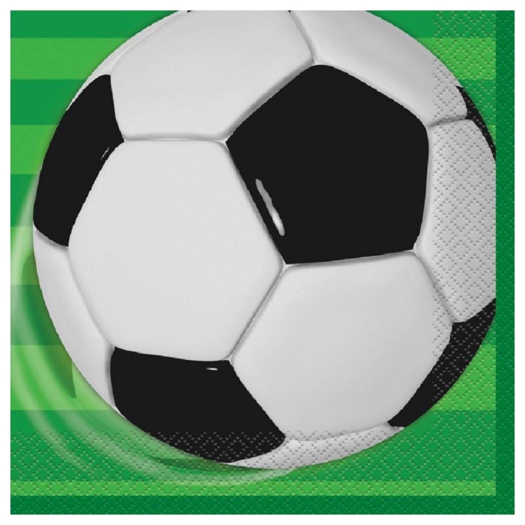 ALMACENESADAN 2251; Pack of 16 Football Napkins, Goal. Paper Napkins, Ideal for Parties and Birthdays.