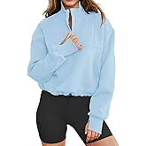 LEEDYA Women Long Sleeve Half Zip Sweatshirts Fall Oversized Trendy Hoodies Casual Thumb Hole Pullovers Y2k Clothes