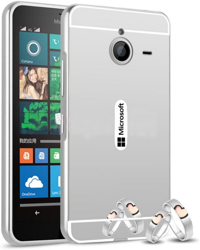 Nokia Lumia 640XL Case, Silverback(TM) Luxury Metal Air Aluminum Bumper Detachable + Mirror Hard Back Case 2 in 1 Cover Ultra-Thin Frame for Microsoft Nokia Lumia 640XL -Silver