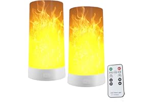 LED Flame Effect Light,2 Pack flicke Light Bulbs,USB Rechargeable led Flame Light with Remote & Timer, Realistic Dancing LED 