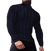 JoZorro Men Turtleneck Long Sleeve Sweater High Neck Top Slim Fit Lightweight Knit Roll Neck Pullover Sweaters for Men