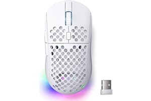DIERYA M1 Wireless Gaming Mouse, 24000DPI, 180Hrs Battery, 16.8M RGB, 6 Programmable Buttons, Lightweight, Tri-Mode (2.4G/BT5.2/USB-C) for PC/Mac/Laptop - White