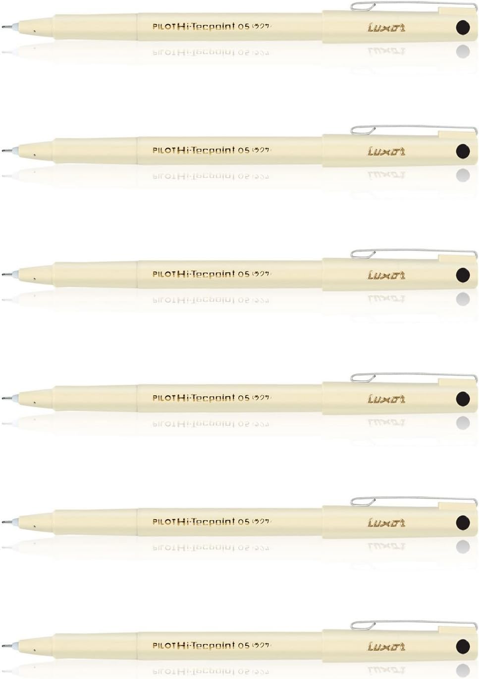 PioletHI-TECHPOINT 0.5 Fine Tip Pen. Write 4 Times Longer than a Gel Pen.Pack of 6 Black Color Pen.